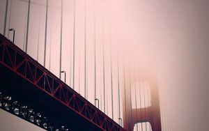 Превью обои мост, город, туман