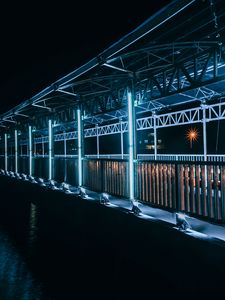 Превью обои мост, харбор-бридж, вьетнам, ночь