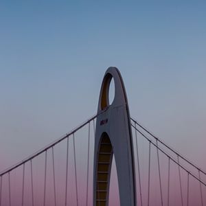 Превью обои мост, конструкция, архитектура, сумерки, луна