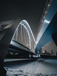 Превью обои мост, конструкция, архитектура, город, ночь