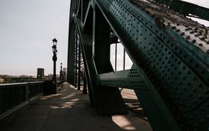 Превью обои мост, конструкция, дорога, фонари