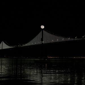Превью обои мост, луна, вода, ночь, черный