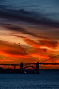 Превью обои мост, море, сумерки, темный