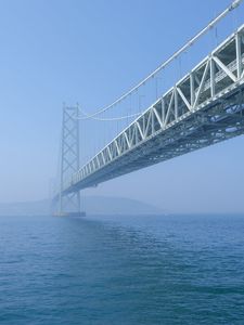 Превью обои мост, море, туман