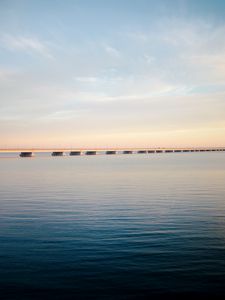 Превью обои мост, море, вода, небо, горизонт