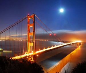 Превью обои мост, ночь, огни, сан-франциско, калифорния, сша