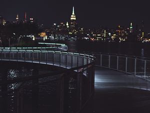 Превью обои мост, ночной город, ночь