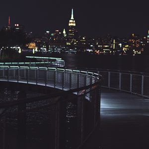 Превью обои мост, ночной город, ночь