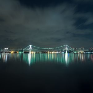 Превью обои мост, ночной город, освещение, токио, япония