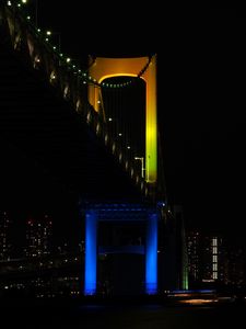 Превью обои мост, ночной город, подсветка, токио, япония