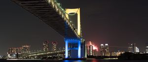 Превью обои мост, ночной город, залив, токио, япония