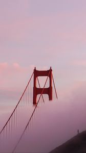 Превью обои мост, облака, туман, силуэт, одиночество