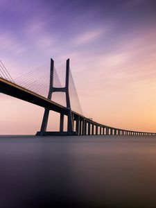 Превью обои мост, река, лиссабон, португалия, минимализм, архитектура