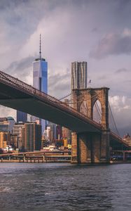 Превью обои мост, река, небоскребы, здания, нью-йорк, сша