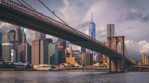 Превью обои мост, река, небоскребы, здания, нью-йорк, сша