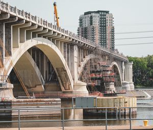 Превью обои мост, река, строительство, здание