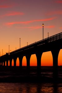 Превью обои мост, река, сумерки, темный