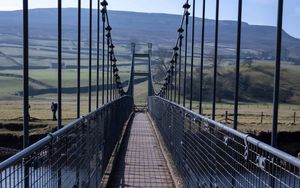 Превью обои мост, река, тень, луга