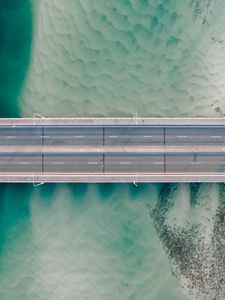 Превью обои мост, река, вид сверху, дорога, вода