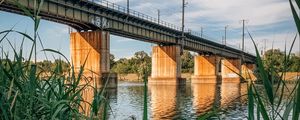 Превью обои мост, река, вода, камыши