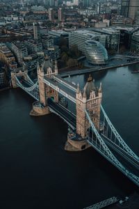 Превью обои мост, река, здания, город, вид сверху, лондон