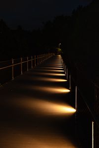 Превью обои мост, свет, деревья, темный, ночь