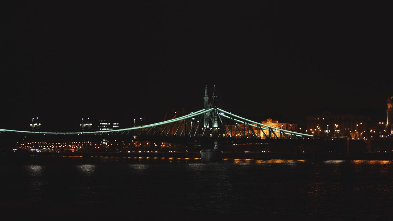 Обои мост свободы, мост, огни, река, будапешт, венгрия, ночь