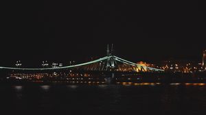 Превью обои мост свободы, мост, огни, река, будапешт, венгрия, ночь