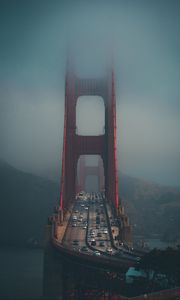 Превью обои мост, туман, город, движение