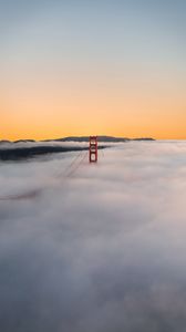 Превью обои мост, туман, горы, облака