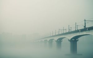 Превью обои мост, туман, небо