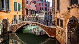 Превью обои мост, улица, вода, здания, венеция, италия