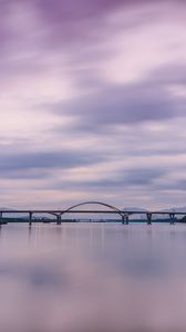 Превью обои мост, вода, минимализм, фиолетовый