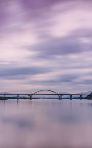 Превью обои мост, вода, минимализм, фиолетовый