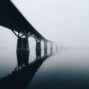 Превью обои мост, вода, отражение, туман