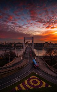 Превью обои мост, закат, город, будапешт, венгрия