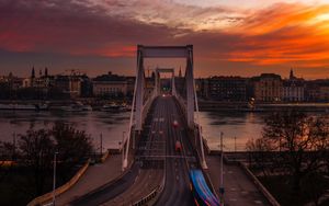 Превью обои мост, закат, город, будапешт, венгрия