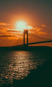 Превью обои мост, закат, море