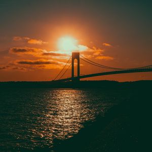 Превью обои мост, закат, море