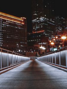 Превью обои мост, здания, город, ночь, темный