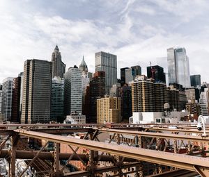 Превью обои мост, здания, город, архитектура, мегаполис, нью-йорк
