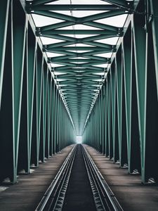Превью обои мост, железная дорога, конструкция, минимализм, симметрия, будапешт, венгрия