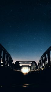 Превью обои мост, звездное небо, ночь, свет