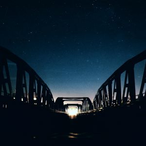Превью обои мост, звездное небо, ночь, свет