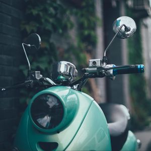 Превью обои мотороллер, мопед, vespa, ретро, мятный