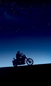 Превью обои мотоцикл, байк, байкер, ночь, темнота