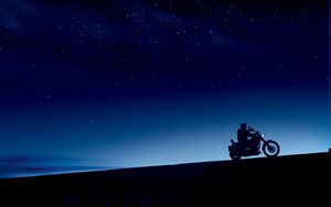 Превью обои мотоцикл, байк, байкер, ночь, темнота