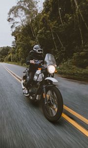 Превью обои мотоцикл, байк, байкер, дорога, скорость, поездка