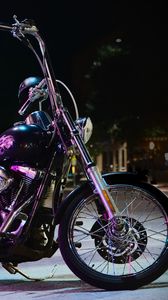 Превью обои мотоцикл, байк, черный, фиолетовый