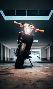 Превью обои мотоцикл, байк, оранжевый, вид спереди